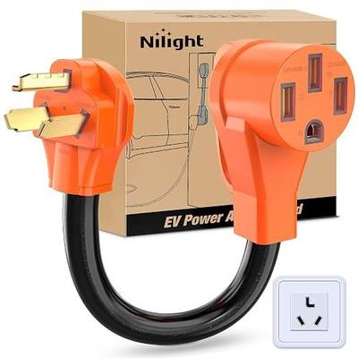 Nilight EV Adapter Cord 30 Amp to 50 Amp 10 Gauge Nema 10-30P to 14-50R | 3 Prong Pure Copper Old Dryer Outlet to EV Plug Conversion Heavy Duty Wire 30M/50F for Level 2 EV Using