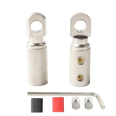 4 GA Wire Terminal Connector 5/16 Ring Wiring Terminals 4 Gauge Power Ground Cable Lugs with Adhesive Heat Shrink Tubing (2PCS)