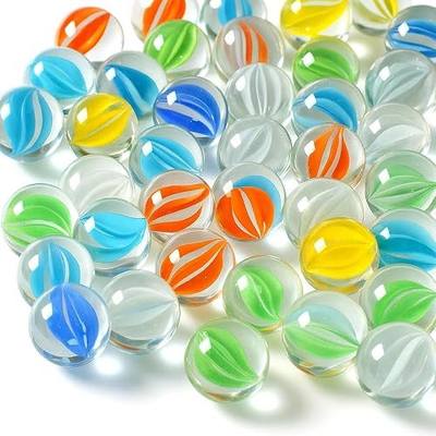 LovesTown 60PCS Glass Marbles Bulk, for Kids Marble Games DIY Home Decoration, Cats Eyes Styles