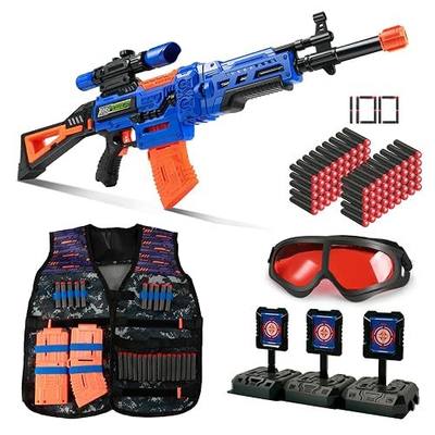 Bigpower Electric Kids Toy Sniper Rifle with Scope Tactical Vest Kit,4 in 1 Automatic Kids Sniper Rifle Toy Guns for Boys 8-12,Rifle Dart Guns Big Size,Toy Guns with Removable Magazines(2 Pcs