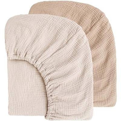 MairMore 2 Pack Muslin Baby Crib Sheets, 52 x 28 in Fitted Bed Sheets | Soft & Durable, 100% Cotton Breathable Elastic Neutral Standard Sheets Set for Toddler, Newborn, Infants, Girls, Boys (Ivory)