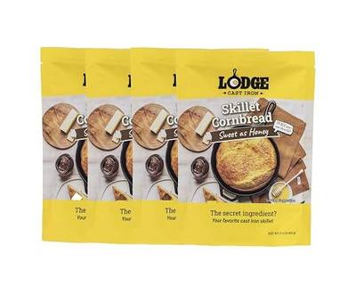 Lodge Cast Iron Skillet Cornbread - Easy to Bake 17.4 oz (4 Pack) - Sweet As Honey