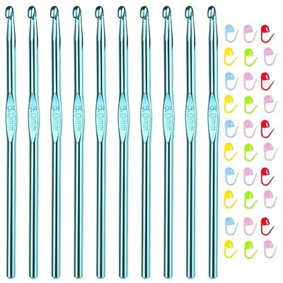 Aeelike 10 PCS Crochet Hooks Bulk, Smooth and Ergonomic, Size H / 5.0mm | Aluminum Crochet Needles and 30pcs Stitch Markers for Beginner and Advanced, Crocheter Hook Set for Learning How to Crochet
