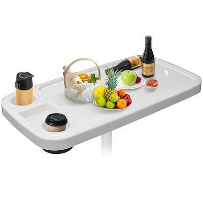 Removable Boat Table, 34X18 inch Rectangular Pontoon Boat Table Marine RV Table Top, Large Top with Built-in Cup Holders Phone Holder ABS Waterproof and Anti-Aging