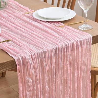 Asee'm Blush Pink Cheesecloth Table Runner Summer 10FT Gauze Boho Sheer | Rustic Cheese Cloth Table Runners for Party 120 Inches Long Fabric Easter Wedding Baby Bridal Shower Holiday Decor