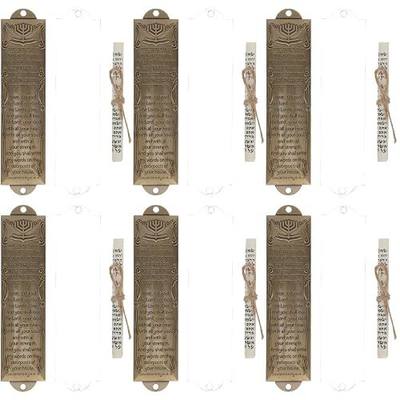 Garneck 6 Sets Mezuzah for Door: Vintage Religious Mezuzah with Holy Scroll and Case Metal Shema Scroll Holder for Jewish Home Entrance Door Frame Mitzvah Gift for Housewarming