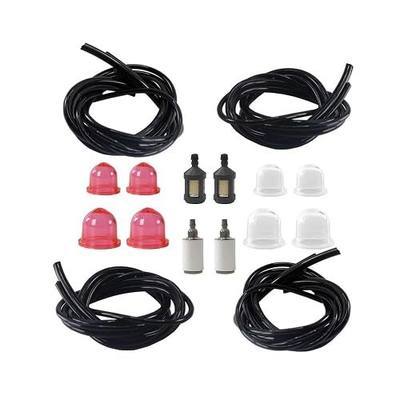 Petrol Fuel Line Hose with black 4 SizesFor Common 2 Cycle Small Engine Weedeater Chainsaw Fuel Line(4 feet each) Primer bulb Replacement kit