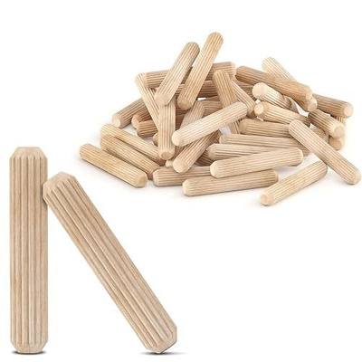 Wood & Wooden Dowel Pins 1/4" x1 1/4" (6mmx30mm) - Fluted Grooved Hardwood Pegs for Woodworking, Craft Projects - 100 Pack by PXBBZDQ