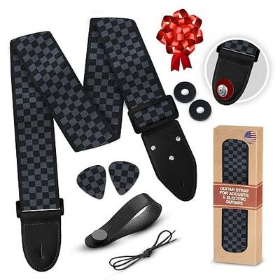 Art Tribute Guitar Strap For Acoustic, Electric and Bass Guitars, Adjustable Padded Leather Ends Guitar Straps For Men and Women, Includes 2 Picks, Strap Locks and Strap Button