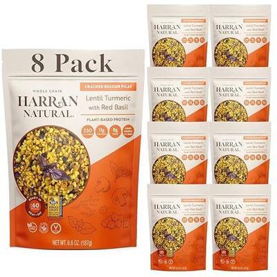 Harran Natural Ready to Eat Bulgur Pilaf - Whole Grain, High Protein, Lentil Turmeric with Red Basil, Healthy Superfood Meal, Non-GMO, No Preservatives, Vegan & Plant-Based, 6.6 oz (Pack of 8)