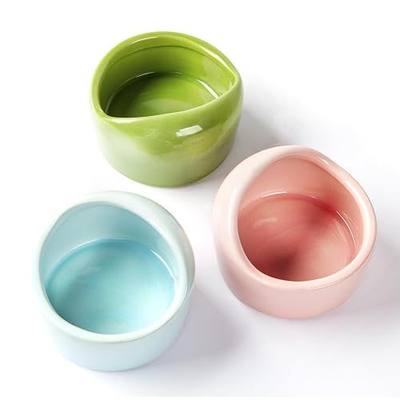 3 Pack Ceramic Hamster Food Bowl, Splash-Proof, Tip-Proof, Chew-Resistant, Easy to Clean Small Animal Bowl for Hamster/Guinea Pig/Chinchilla/Hedgehog, 1 Pink + 1 Blue + 1 Green