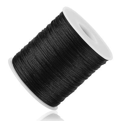 Black Nylon String Cord - 1MM 100 Yards Black Twine, Bracelet String for Bracelet Making, Braided Ornament Lanyard Thread, Jewelry Thread Clay Bead Cords for Crafts, Macrame Satin