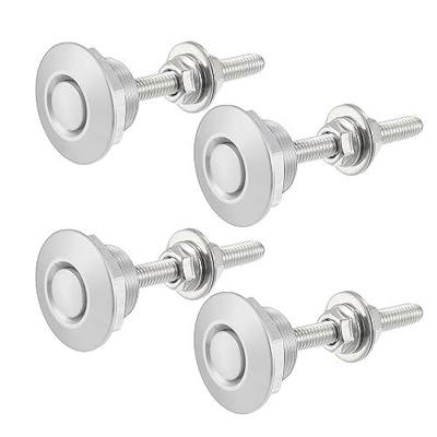 ACROPIX Silver Tone Bumper Quick Release Lock Latch Aluminum Alloy Hood Pin Lock Push Button Bonnet - Pack of 4