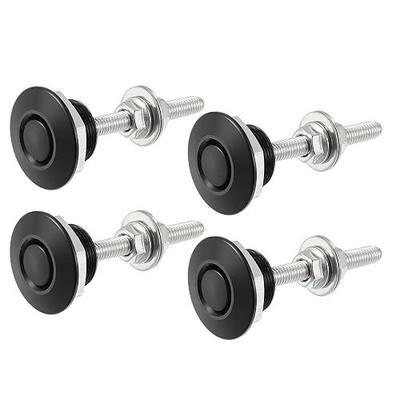 ACROPIX Black Bumper Quick Release Lock Latch Aluminum Alloy Hood Pin Lock Push Button Bonnet - Pack of 4