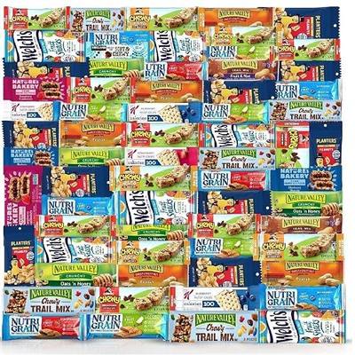 Healthy Mixed Snack Box (70 Count) Snacks Gift Basket Granola Bars Bulk Variety Grab and Go Men Women Adults Office Work Travel Employee Appreciation School College