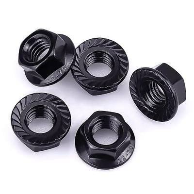1/4"-20 Hex Head Serrated Flange Nuts, 304 Stainless Steel 18-8 Hexagon Head Flange Nuts for Home Automotive DIYer, Black Oxide Finish, Hex Drive, 25 PCS