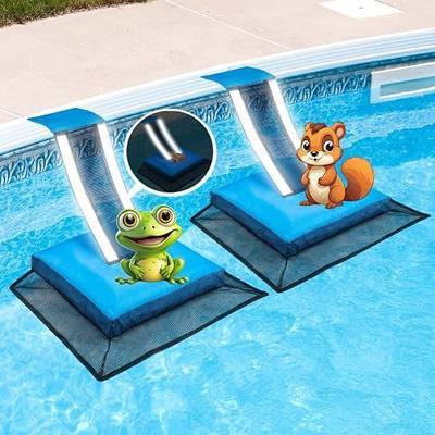 HKZ Pool Critter Animal Escape Ramp - 2Pack Critter Frog Saver Log for Swimming Pool with Reflective Strips, Wildlife Frog Pool Saver Floating Escape Device for Small Critters Squirrel Lizards (Blue)
