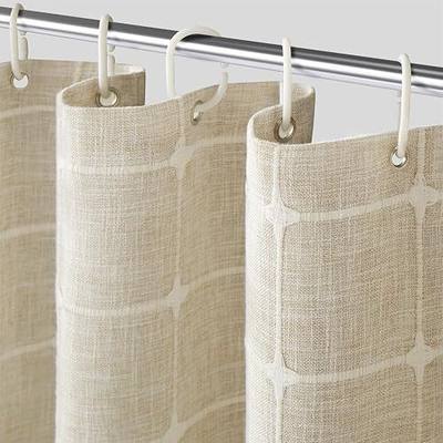 Linen Shower Curtain, Beige Boho Farmhouse Fabric Shower Curtains for Bathroom, Natural Waterproof Cloth Weighted Textured Modern Bathroom Shower Curtain for Hotel, 72 x 72 Inch, Cream