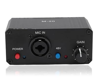 Microphone Preamp Mic Gain Booster, 48V Power XLR Output for Dynamic and Condenser Mic