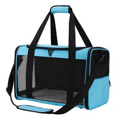 Pet Carrier Cat Carrier Soft Airline Approved for 2 Cats,Dog Carrier for Small Dogs Under 15Lbs,Collapsible Cat Carrier with Upgrade Zippers for Puppy and Kittens(Medium Blue)