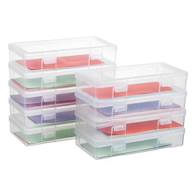 novelinks Small Plastic Storage Containers with Lids and Clear Pencil Box | 9 Pack, Medium Clear, Plastic Pencil Boxes, Board Game Storage Containers, Task Boxes for Special Education, Mini Organizer