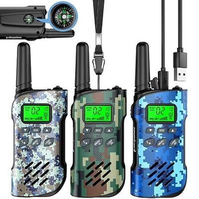 Inspireyes Kids Walkie Talkies, Rechargeable 3 Pack Long Range 2-Way Radios | Compass, Ages 3–12 Toys USB-C Charging Clear Audio Kid-Friendly Design Camping Hiking Outdoor Birthday Holiday Christmas Gift