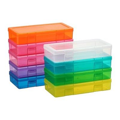 novelinks Small Plastic Storage Containers with Lids and Clear Pencil Box | 9 Pack, Medium Color, Plastic Pencil Boxes, Board Game Storage Containers, Task Boxes for Special Education, Mini Organizer