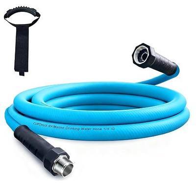 Cupohus RV Water Hose 10FT, 5/8" Extra Thick Wall Drinking Water Hose | Camper Water Hose, Potable Food Grade Hose with Storage Strap, Strain Relief Ends, Kink-Resistant, Marine, Car, Garden, Blue