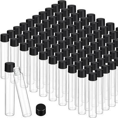 100 Pcs 30ml Glass Test Tubes Vial with Black Screw Cap 22x120mm, Clear Stoppers Flat Bottom Alcohol Glass Tubes Container Vial for Lab Plants Scientific Experiments Candy Storage Party Favor