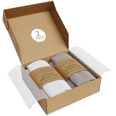 Bassinet Fitted Sheets - Compatible with Fodoss, Mika Micky & Dream on Me Poppy Traveler Bassinet | 100% Organic Jersey Cotton - White + Grey | 32x19 (2 Pack)