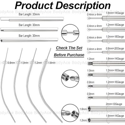 14G 16G 18G 20G Piercing Taper Ball Grabber Tool for Change Jewelry | Stainless Steel Threadless Insertion Pin Screw On Assistant Tool Body Piercing Stretching Kit for Ear/Nose/Navel/Lip/Eyebrow