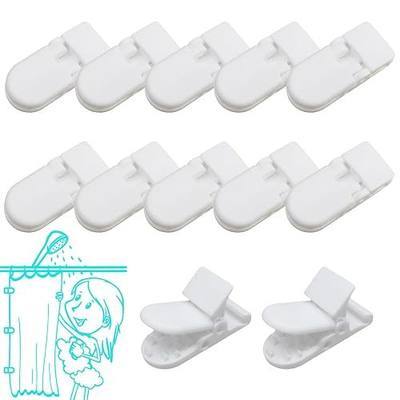 Kingwee Thumb Shower Curtain Clips, Shower Splash Guard Holders, Bathtub Curtain Liner Clips for Windproof & Splash Water (White-12 Pack)