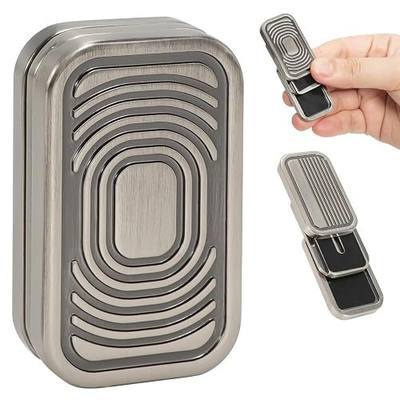 Fidget Slider, Magnetic Metal Fidget Toys Adults, Anxiety Relief Toy | 3 layer metal EDC fidget with magnetic click-clack, sensory toys for stress relief, ADHD & focus, distinctive gift