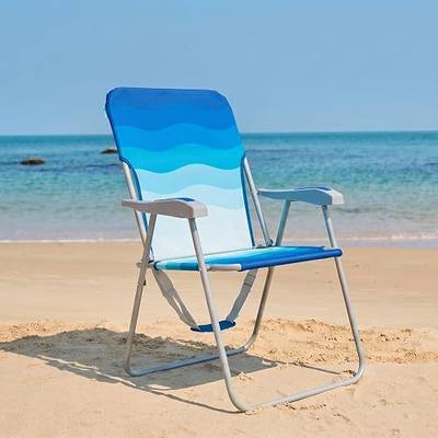 #WEJOY Folding Beach Chair for Adults, Lightweight Beach Chair with Shoulder Straps, High Back Camping Chairs with Hard Armrest, Supports 300lbs for Outdoor Lawn Concert