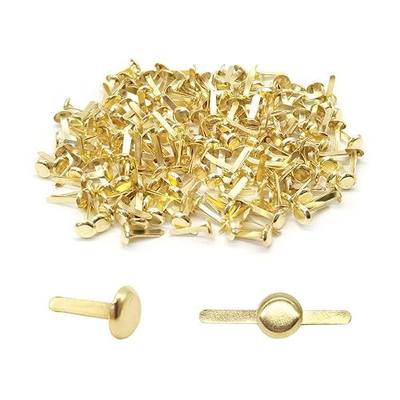 Quacc 200pcs Gold Split Pins Round Scrapbooking Brads Split Pins Paper Fasteners Brads for Craft Art Crafting School Project Decorative Scrapbooking DIY Supplies (0.24 x 0.5Inch)