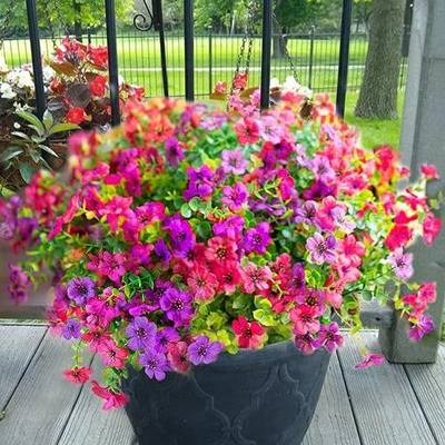 Yastouay 12 Bundles Artificial Flowers for Outdoors Decoration UV Resistant | Realistic Fake Outdoor Flowers, Artificial Outdoor Flowers, Vibrant Color, Porch Patio Garden Farmhouse, Fuchsia+Rose Red