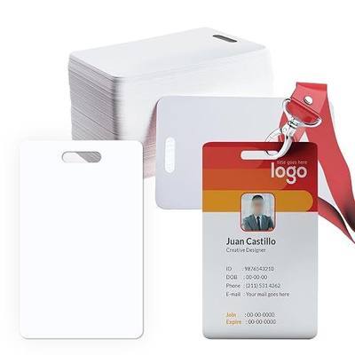 20 Pack Premium Blank PVC Cards with Slot Punch on Short Side - CR80 30mil Vertical Slot Punch Blank Credit Cards for ID Badge Card Printers - Graphic Quality PVC Cards for Business Office