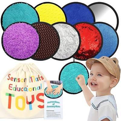Pbooo Sensory Mats, 9 Set Tactile Montessori Toys with Mixed Colors | Sensory toys designed for children with autism and young learners, 8.3-inch size for classroom supplies and educational gifts