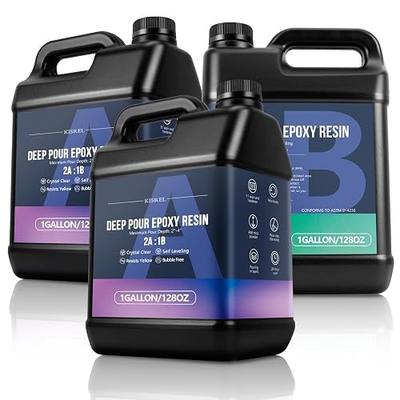 KISREL Deep Pour Epoxy Resin, 3 Gallon Resin Epoxy Kit (2:1) for 2-4 Inch Pour Depths,Bubble Free, Low Odour, Crystal Clear Casting Resin for Table Tops, River Tables, Wood Fillers, Crafts