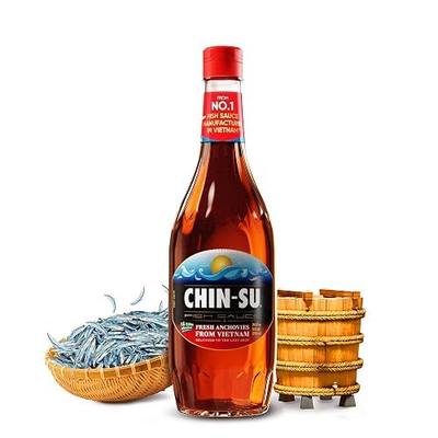 Chin-Su Fish Sauce, Premium Vietnamese Fish Sauce, Fresh Anchovies Salted On Boat, One-Year Aged Anchovy Sauce, Gluten Free 24.3 Oz Bottle