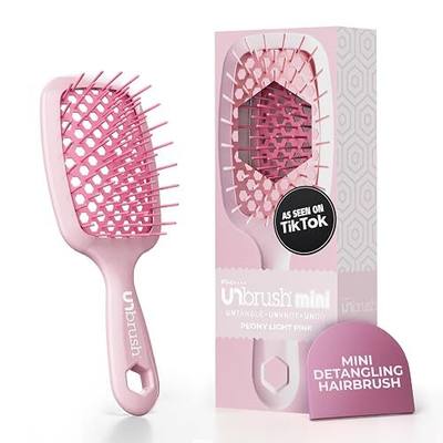 FHI Heat UNbrush Mini Detangler Brush for Pain-Free Brushing on All Wet or Dry Hair Types — Durable Duoflex Anti-Static Bristles, Lightweight Handle, Vented Mini Hair Brush