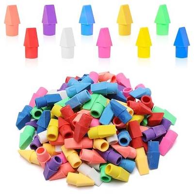 Erasers, 125 Pack Pencil Top Erasers Bulk, Cute Pencil Eraser Cap | Classroom Must Haves for Teachers & Students, School Supplies, 10 Colors