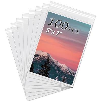 100Pack Acid-Free Photo Sleeves Crystal Clear Storage Bags for 5x7 Print | Pictures, Photos, Frame Mats (Bag Size: 5 1/2" x 7 1/2")