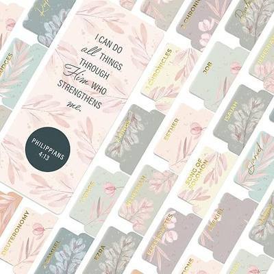 Floral Boho Bible Book Tabs – 100 Soft-Touch, Laminated Bible Tabs for KJV & Niv Bible – Durable Tabs for Bibles – Protestant & Catholic Bible Tabs Large Print – Pink Nlt Bible Tabs for Women & Men