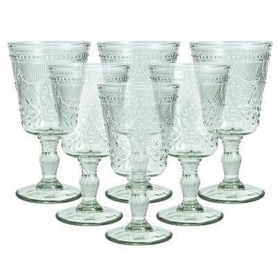 FORTESSA Debutante Vintage Themed Glassware, 10 Ounce Water Goblets (Set of 6), Dishwasher-Safe Water Glasses, Sage Green