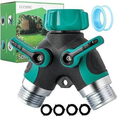 LUCDNC Garden Hose Splitter 2 Way 3/4" Faucet Y Connector | With Shut Off Valve, Water Hose Adapter for Indoor Outdoor Faucets
