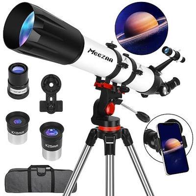 MEEZAA Telescope, Telescope for Adults High Powered Professional, 90mm Aperture 800mm Refractor Telescopes for Astronomy Beginners Fully Multi-Coated with AZ Mount Tripod & Phone Adapter & Carry Bag