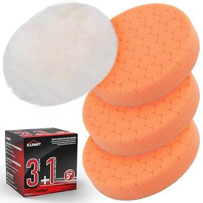 Orange Polish Pad, 3Pcs 5.5 Inch Face for 5 Inch Buffing Polishing Pads and Woolen Pads 125mm Backing Plate Compound Buffing Sponge for Car Buffer Polisher Compounding, Polishing and Waxing