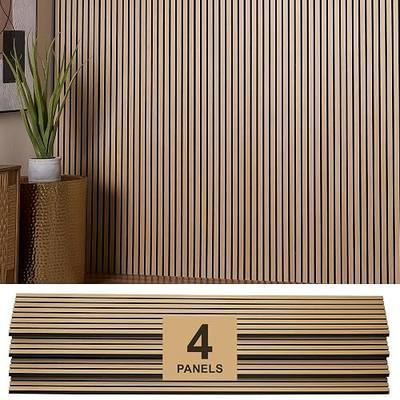 Wood Panels for Wall - Oak Acoustic Wall Panels - 4PK Wall Wood Panels - 94.49” x 12 - Soundproof Wood Wall Panels for Decor - Acoustic Slat Wood Wall Panels for Interior Decoration of Walls (Oak)