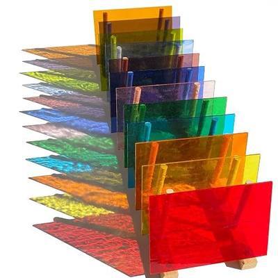 12 Sheets Transparent Stained Glass Sheet Variety Pack, 4 x 6 inch Cathedral Art Glass Mosaic Tiles for Crafts, Stained Glass Supplies for Projects and Mosaic Work